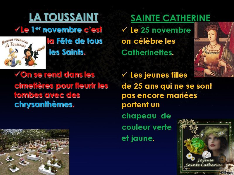 LA TOUSSAINT  Le 1er novembre c’est       